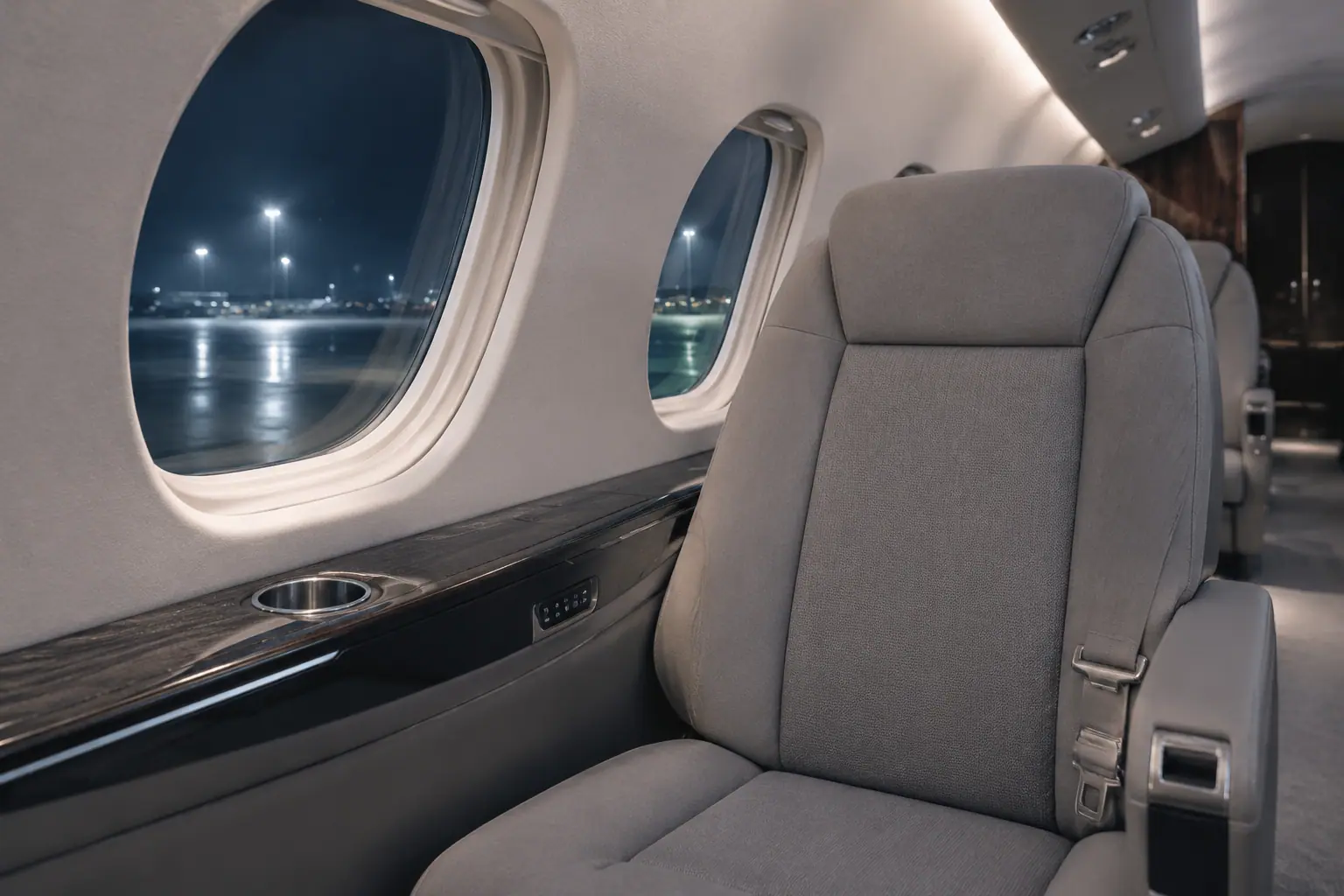 Super-midsize jet cabin interior